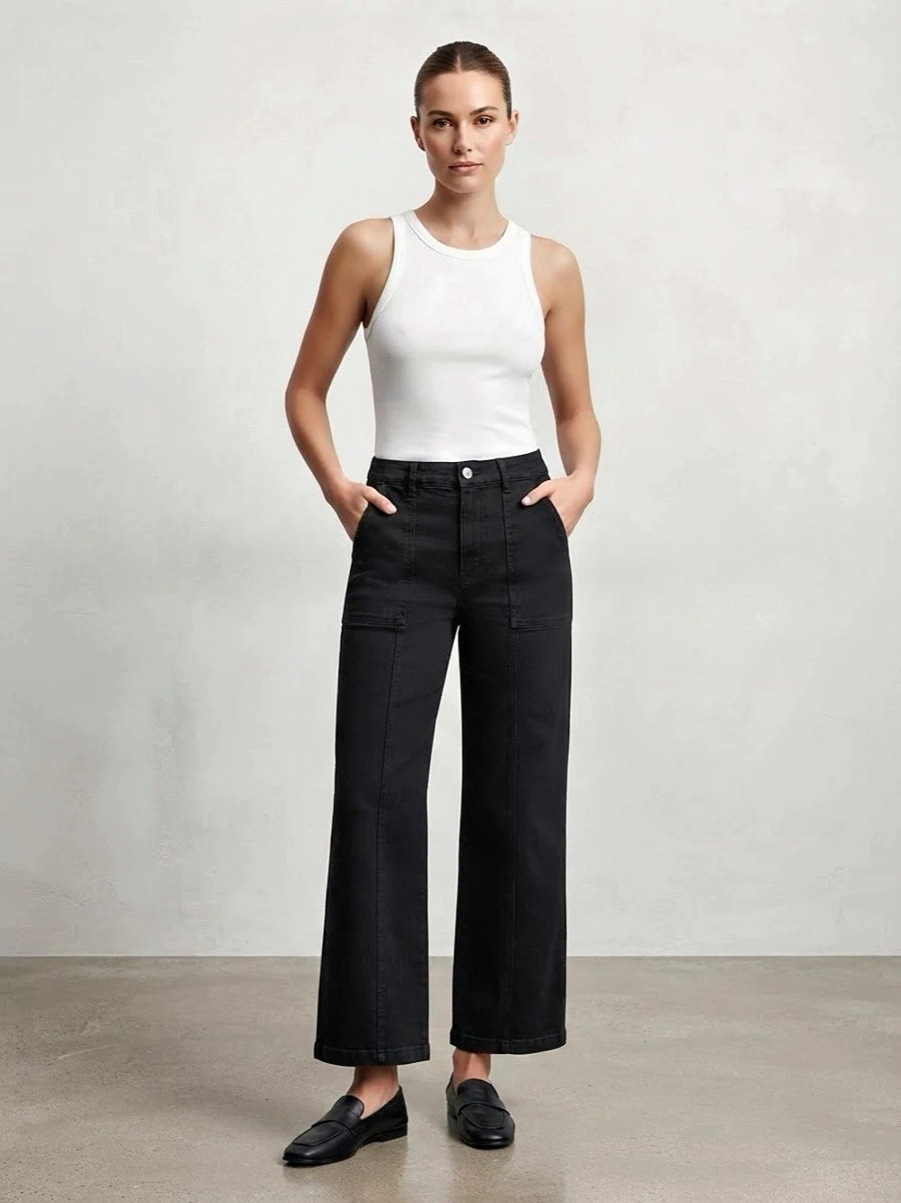 Zenana Wide Leg Cotton Pants in Black NWT